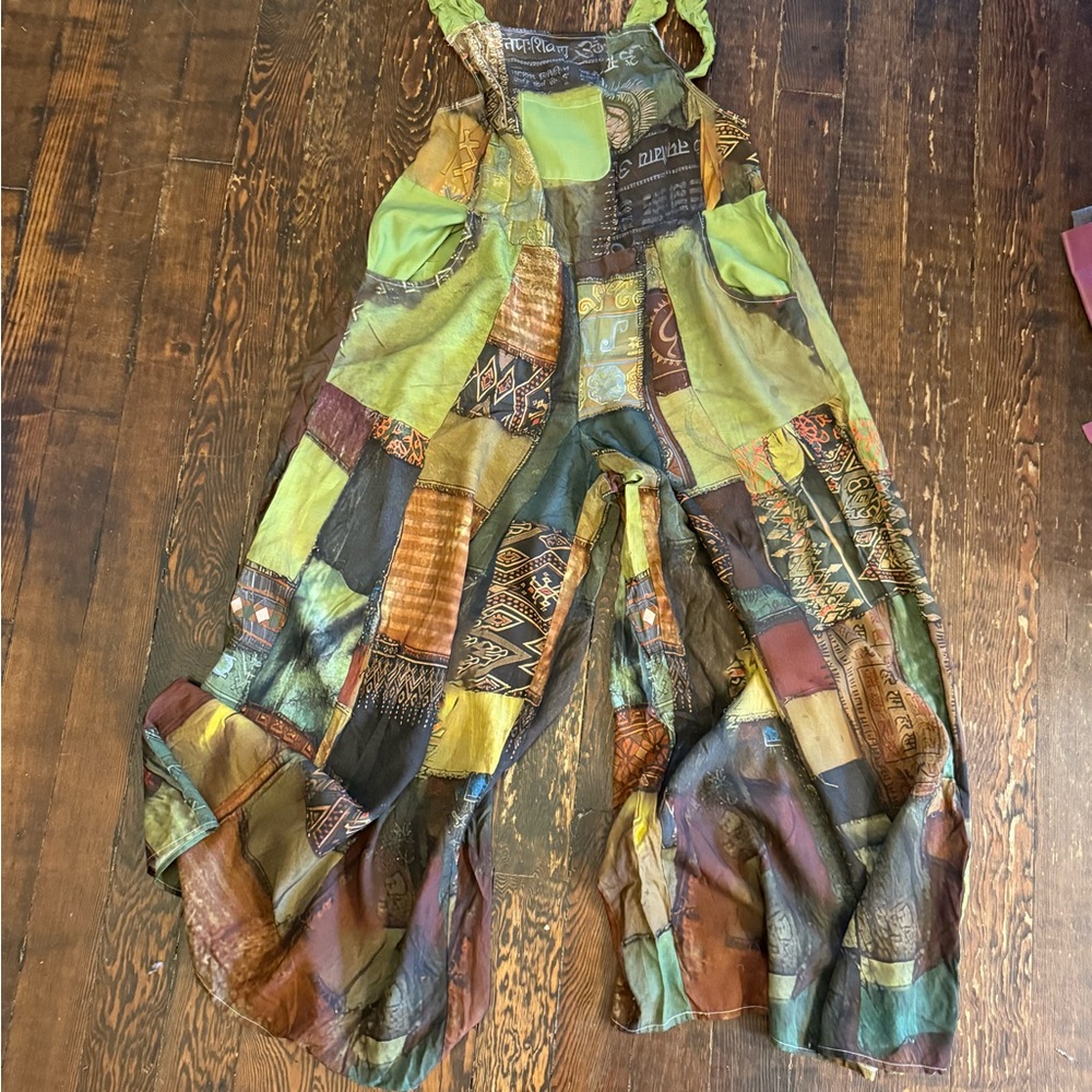 Bohemian Patchwork Jumpsuit in Earthy Tones